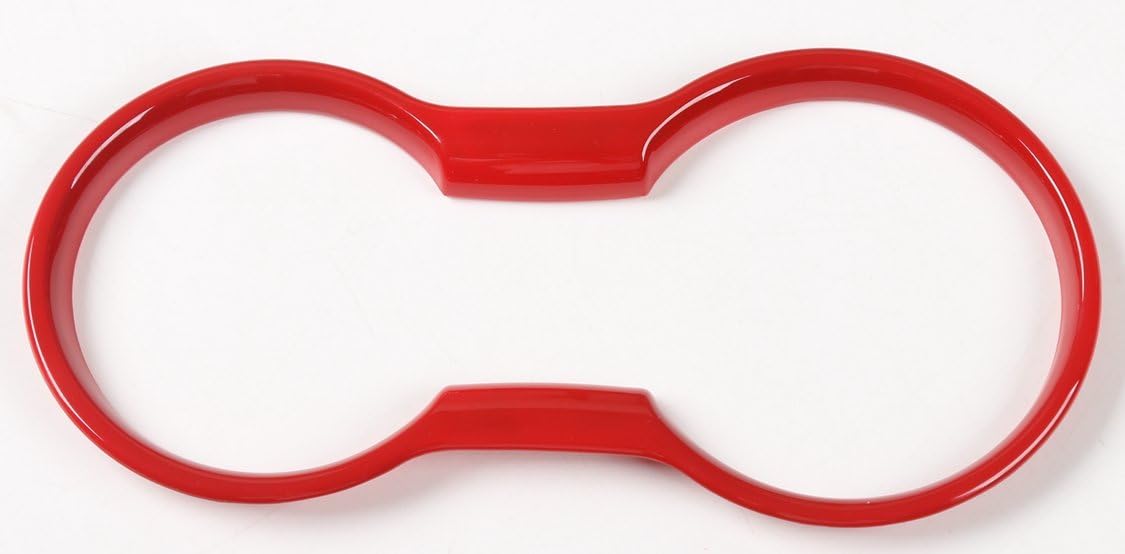 LVBAO Dash Kit Decoration Decal Frame Cover Trim for Ford Mustang LHD 2015-2018 (Water Cup Holder Frame Cover, Red ABS S5081)