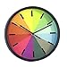Foxtop 10 inch Modern Colorful Silent Wall Clock for Living Room Bedroom Classroom Home Wall Decoration, Stylish for Easy Reading Non-ticking Wall Clock,Kids Rainbow Color Clock (Black-1)