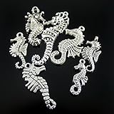 Julie Wang 28pcs Mixed Antiqued Silver Seahorse Charms Pendants for Jewelry Making
