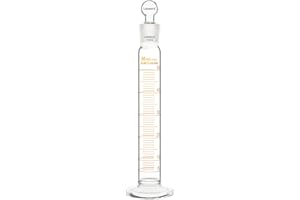 Labasics Graduated Cylinder with Stopper, 50 ml Borosilicate Glass Measuring Cylinder with 19/22 Standard Ground Joint Stoppe