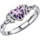 ChicSilver 925 Sterling Silver Celtic Knot/Claddagh Heart Shape Birthstone Promise Ring for Women