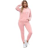Fixmatti Women Pullover Hoodie Pockets Sweatpants Sport Jogger Sweatsuit