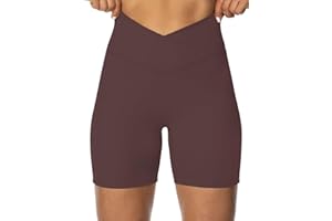 Sunzel Softmax Crossover Biker Shorts for Women, V Criss Cross High Waist Yoga Workout Gym Shorts with Tummy Control