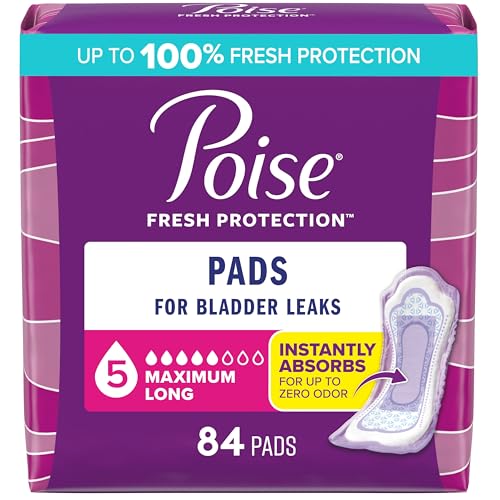 Poise Incontinence & Postpartum Pads for Bladder Leaks, 5 Drop Maximum Absorben…