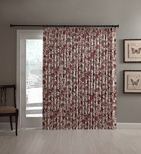 The_Curtain_Shop Braddock Jacobean Thermal Damask Pinch Pleat Drape Patio Panel 96Wx84L