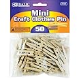 BAZIC Mini, Natural Clothespins, Wood, 50 Per Pack