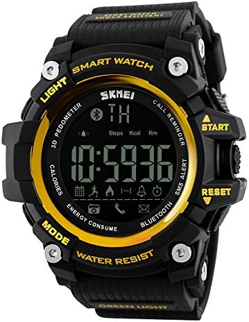 Accurate 3D Pedometer MylooverLeo Bluetooth Sport Watch with Remote Camera Call APP Reminder 50m Waterproof Perimeter 6.69" - 8.66" (Yellow)