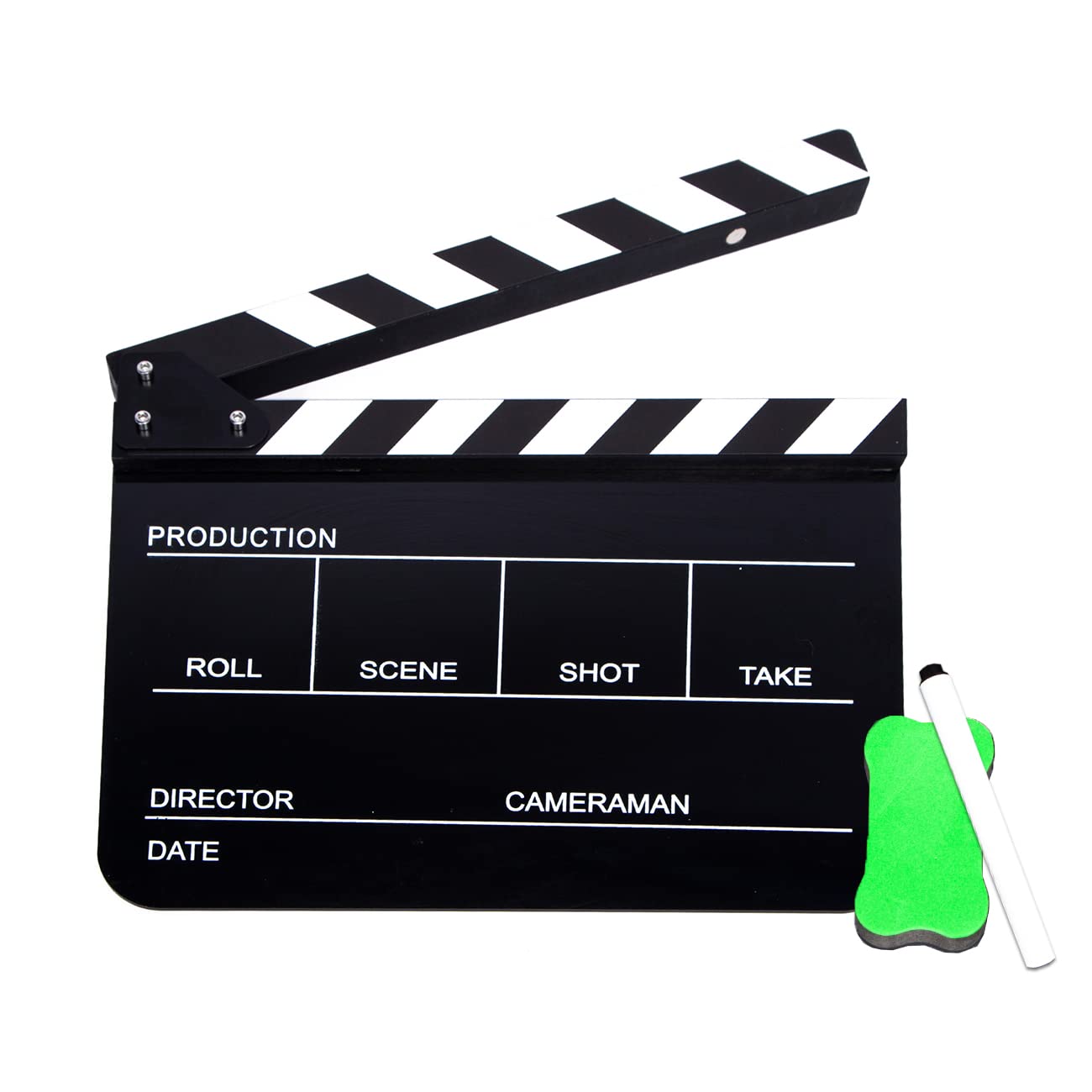 Acrylic Plastic Clapper Board for Film, 30x24CM Director's Film Clapboard Movie Cut Action Scene Slate for Movie, Video, TV Show, Studio Live, Black