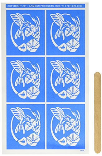 Armour Etch Stencil  Rub N Etch Stencil, Hummingird, 5-Inch by 8-Inch