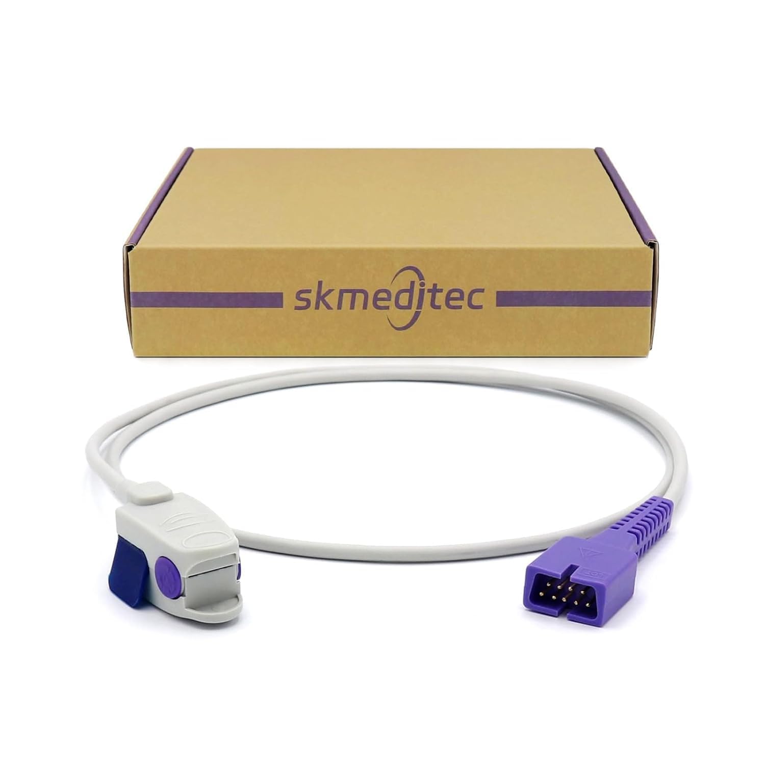 skmeditec Compatible with Nellcor Oximax SpO2 Sensor 9.8FT Direct Connect Cable, Reusable ChildFingerClip Probe with 9 Pins Connector, Replacement Cord with Chip