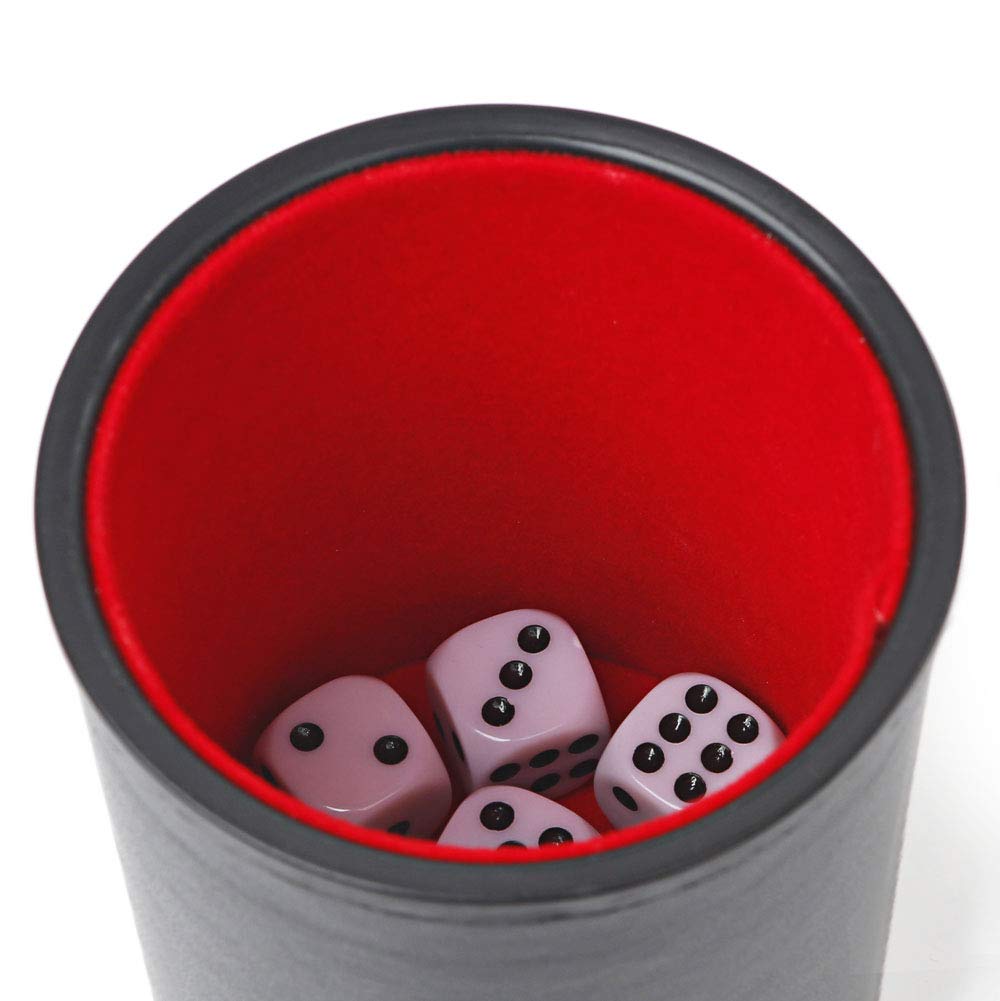 Felt Lined Professional Dice Cup - with 6 Dices Quiet for Yahtzee Game