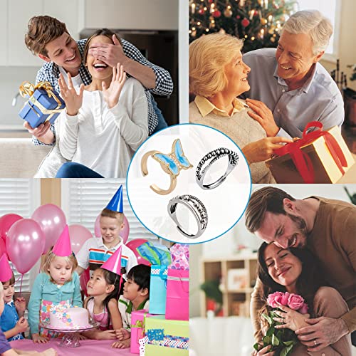 Fidget Rings, 3 Pack Anxiety Rings Spinner for Kids Women Gifts for Birthday Party Favor Easter Basket Stuffer Christmas Stocking