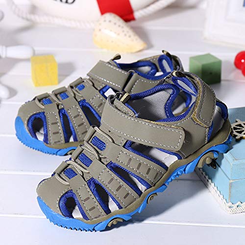 Boys Girls Breathable Athletic Sandals,ONLY TOP Summer Sport Sandals Beach Water Closed-Toe Outdoor Athletic Shoes Grey