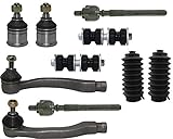 PartsW 10 Pcs Inner & Outer Tie Rod Ends + Lower Ball Joints + Sway Bar End Link + Rack and Pinion Bellow Boot
