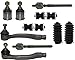PartsW 10 Pcs Inner & Outer Tie Rod Ends + Lower Ball Joints + Sway Bar End Link + Rack and Pinion Bellow Boot