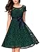 Noctflos Women's Emerald Green Lace Contrast Bow Cocktail Party Casual Flare Dress