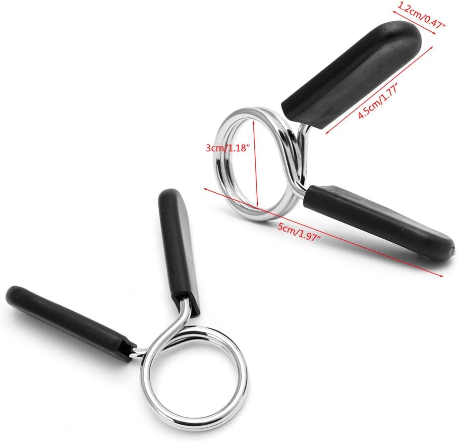 Ladaidra 2Pcs 30mm Barbell Gym Weight Lifting Bar Dumbbell Lock Clamp Spring Collar Clips