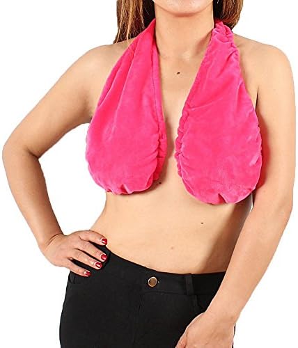 Anroll Women's Ta-Ta Towel Bra Sweat Plus Size C - H Cup (Large, Pink)