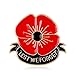 Lest We Forget Poppy Brooch Pin Flower Broach Memorial Day Remembrance Day