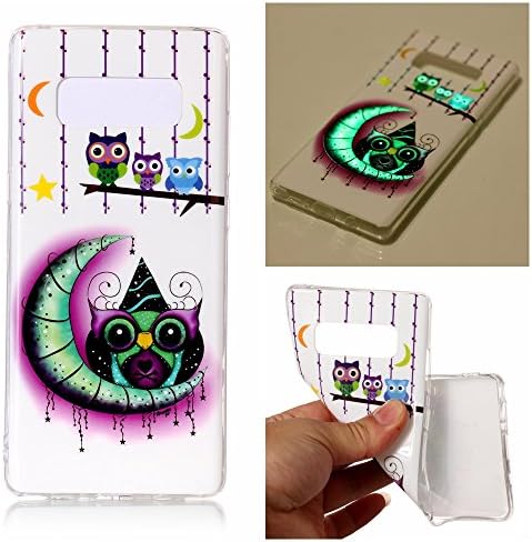 Galaxy Note 8 Case, Gefee Ultra Slim Luminous Effect Case Noctilucent Light In Night Pattern Rubber Soft TPU Protective Case Cover for Samsung Galaxy Note 8 (Lovely Owls)