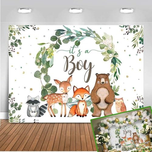 Mocsicka Woodland Baby Shower Backdrop 7x5ft It's