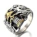 PAURO Men's Stainless Steel Skull Kito Head Punk Vintage Style Ring Size 10