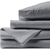 The Bishop Cotton King Sheet Set, 100% Egyptian Cotton King Size Sheets Set 800 Thread Count, Extra Soft 4 Piece Set 16 Inch Deep Pocket Sheet and Pillowcase Set for Home, Bedroom & Hotel - Light Grey