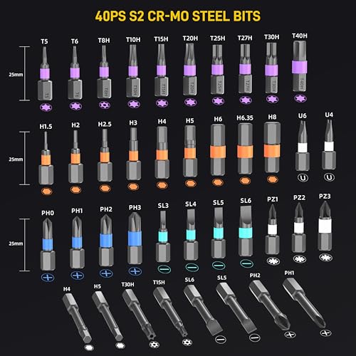 42 in 1 Magnetic Screwdriver, Screwdriver Set, Multi Bit Ratcheting Screwdriver Set with Storage Case Repair Tool Kit for Computer, Eyeglass, Bicycles, Watch, Ring Doorbell, Furniture and DIY