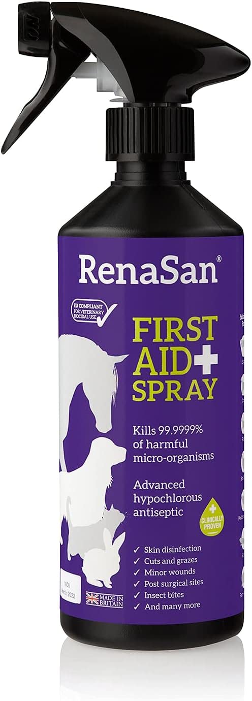 RenaSan Animal First Aid Spray (500ml) – Wound Disinfection, Kills Bacteria & Stops Itching, Alcohol-Free, Non-irritating, for Dogs, Cats & all other animals.