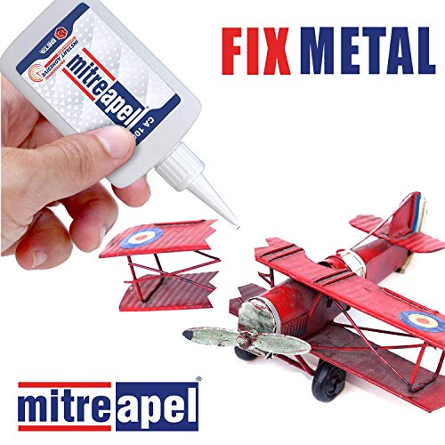 MITREAPEL Super CA Glue (3.5 oz.) with Spray Adhesive Activator (13.5 fl oz.) -Crazy Clear Craft Glue for Wood, Plastic, Metal, Leather, Ceramic - Cyanoacrylate Glue for Crafting and Building (2 Pack)