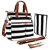 Daiper Bag ,totobay Multi-Function Travel Diaper Tote PU Bottom Bags for Mom,Baby Gift,Large Capacity ,Durable