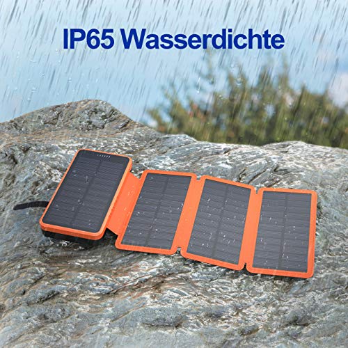 IEsafy 26800mAh Solar Powerbank mit 4 Solar Paneel große Kapazität Solar Ladegerät, geeignet für iPhone, Samsung, iPad, Huawei