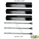 bbq factory Replacement Rebuild Kit fits Chargriller 3001, 3008, 3030, 4000, 5050, 5252 ; King Griller 3008, 5252 Gas Grill Stainless Steel Burner & Porcelain Steel Heat Plates