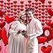 JOZON 72 Pieces Red Hearts Foil Garlands NO DIY Valentine's Day Red Heart Foil Hanging String Garland Valentines Day Decorations Wedding Anniversary Birthday Party Supplies (Red)