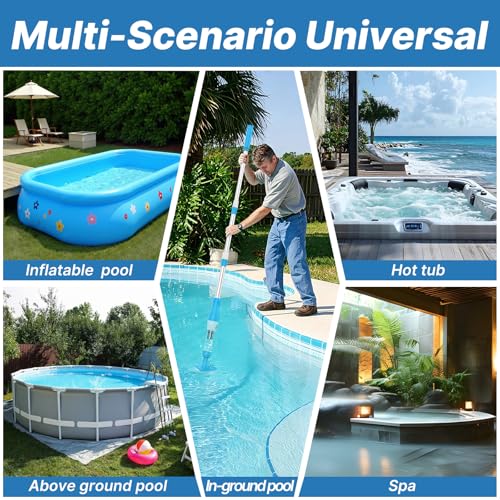 4 in 1 Cordless Rechargeable Small Pool Vacuum spa hot tub 90 Mins Running Time, 12 Gallons/Min Powerful Suction (Sky Blue)