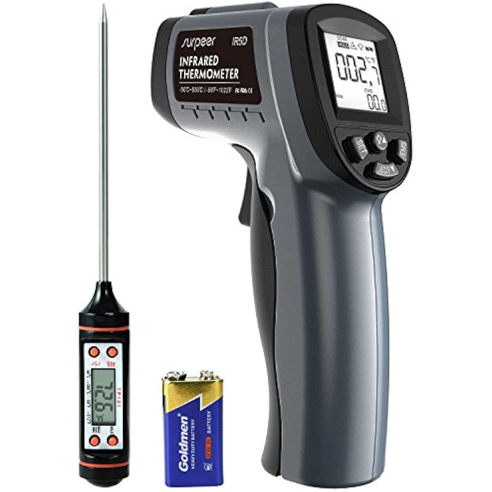 Infrared Thermometer, IR5D Laser Gun Adjustable Emissivity