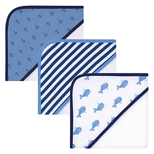 Hudson Baby Unisex Baby Rayon from Bamboo Rich Hooded Towels, Blue Whale, One S…