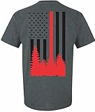 Patriot Apparel Wildland Wild Fire Thin Red Line Firefighter T-Shirt Hotshots Design (Large, Heather Grey)