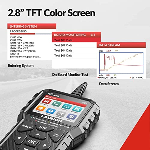 Launch - OBD2 Scanner CR529 Code Reader with Full OBD2 Function, One-Click I/M Readiness, Engine Light Off, Can Scan Tool, Car Diagnostic Tool