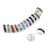 Bingcute 100 Pcs Bright Silver Crystal Rondelle Spacer Bead Plated 8mm Beads for jewelery Making Assorted Colors Beads for Bracelets