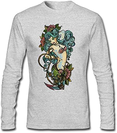 Flower Woman Tattoo Cool Fashion Rope Men's Round Neck Long Sleeve Autumn Wear T-Shirt