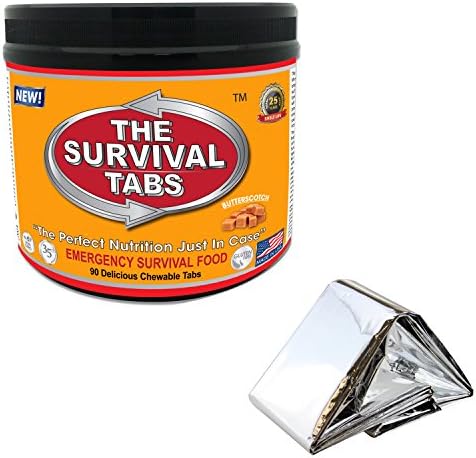 Emergency Blanket Survival Camping Gear MRE Meal Ready to Eat 90 Tabs Emergency Camping Food Butterscotch Combo