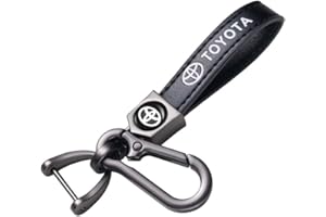 ASGKEB For Toyota Compatible with Hatchback, Avalon, Camry, Prius,Avalon Corolla RAV4 Highlander Black Key Chain Genuine Leather Universal Key,360 Degree Rotatable D-Ring and Screwdriver(Black)