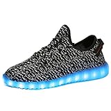 CAYANLAND LED Light Up Shoes Fashion Sneaker for Men Women Kids Child Boy Girls Slip-on with 11 Color Modes, 03Black,41