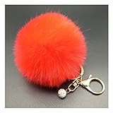 Fullkang Cute Rabbit Fur Ball Keychain Bag Plush Car Key Ring Pendant (01#)