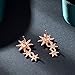 Presentski 3 Star Climber Stud Earrings 925 Sterling Silver 14K Rose Gold Starburst Crawler Dangling Earrings Mothers Day Gift for Women