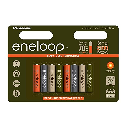 Panasonic Eneloop Rechargeable AAA Expedition Batteries. 750mAh, NiMH Ready to Use Rechargeable Battery. Charge 2,100 times - Limited Edition 8 Pack.