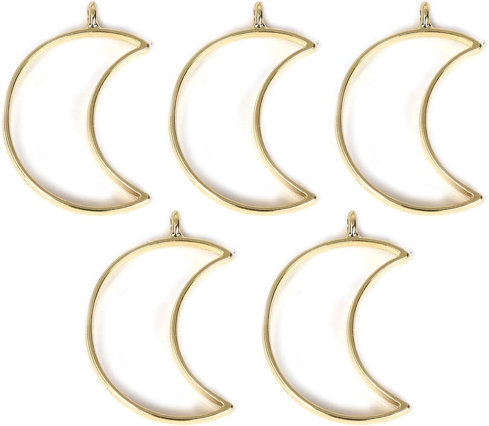 LANBEIDE 20PCS Bezel Open Back Pendant Blanks Charms Hollow Mold Pendant Moon Frame Pendant DIY Crafts for Resin Jewelry Making Gold