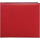 Pioneer 8 Inch by 8 Inch Snapload Sewn Leatherette Cover Memory Book, Red