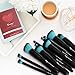 Qivange New Makeup Brush Set, 10 Pcs Professional Foundation Powder Blending Blush Concealer Eye Shadow Face Kabuki Brush (Black with Blue)